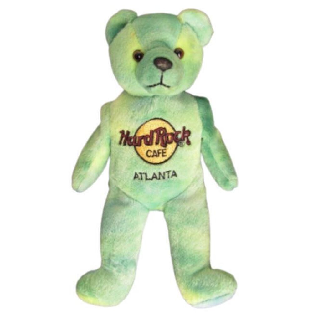 Hard Rock Cafe Atlanta Tie Dye Green Plush Stuffed Animal Teddy Bear